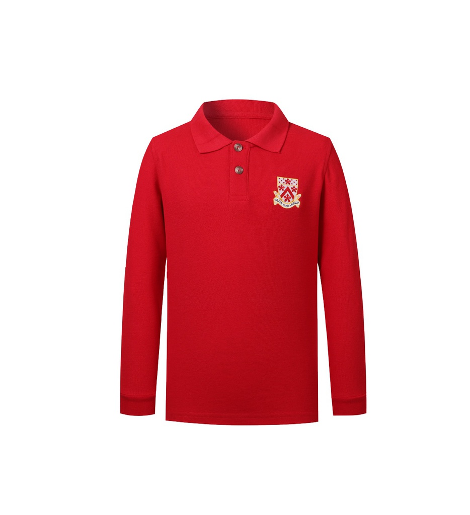 빨간색 긴팔 폴로 셔츠